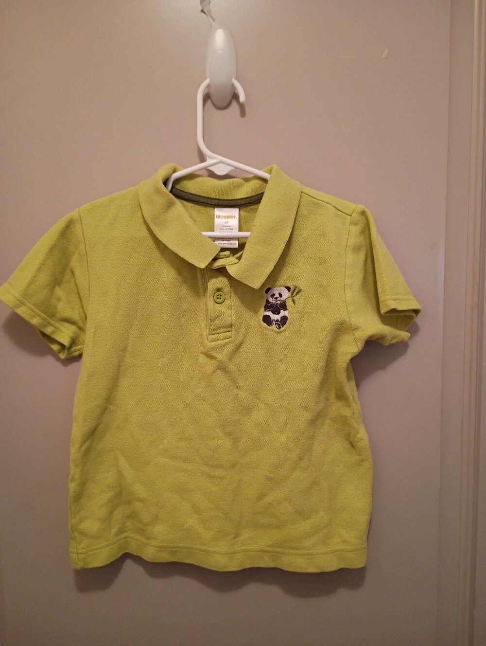 Gymboree Boy's Lime Green Panda Bear Polo Size 4T